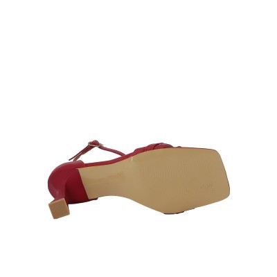 Kadın Suni Deri Zincir Detaylı Abiye Sandalet Kırmızı - Hobby 262601