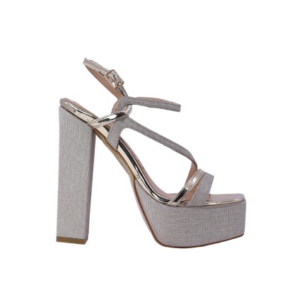 Kadın Simli Platform Kalın Topuklu Abiye Sandalet Altın - Hobby 2635150