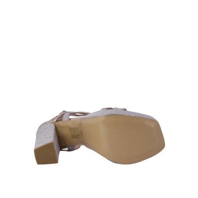 Kadın Simli Platform Kalın Topuklu Abiye Sandalet Altın - Hobby 2635150