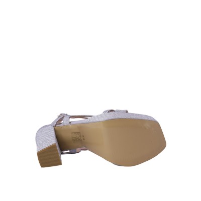Kadın Simli Platform Kalın Topuklu Abiye Sandalet Gümüş - Hobby 2635150