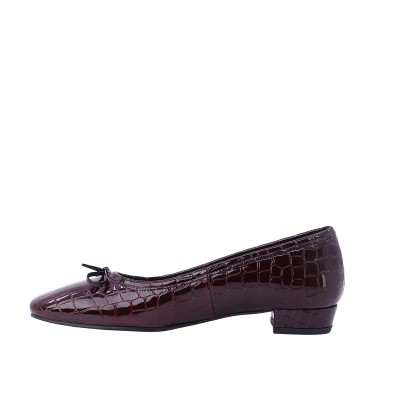 Kadın Kroko Desenli Fiyonklu Babet Ayakkabı Bordo - Hobby 2614563R Kadın Kroko Desenli Fiyonklu Babet Ayakkabı Bordo - Hobby 2614563R