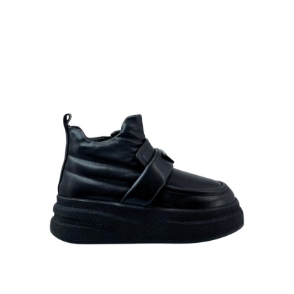 Kadın Hakiki Deri Bantlı Sneaker Bot Siyah - Albini 26102856D