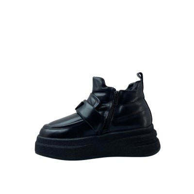 Kadın Hakiki Deri Bantlı Sneaker Bot Siyah - Albini 26102856D Kadın Hakiki Deri Bantlı Sneaker Bot Siyah - Albini 26102856D