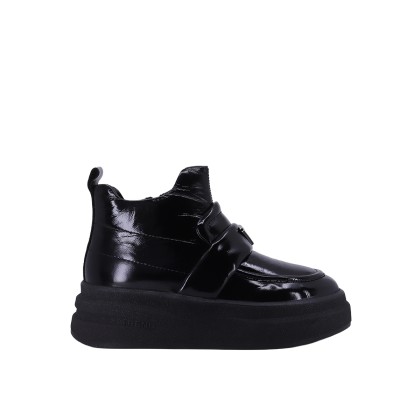 Kadın Hakiki Rugan Deri Bantlı Sneaker Bot Siyah - Albini 26102856R Kadın Hakiki Rugan Deri Bantlı Sneaker Bot Siyah - Albini 26102856R