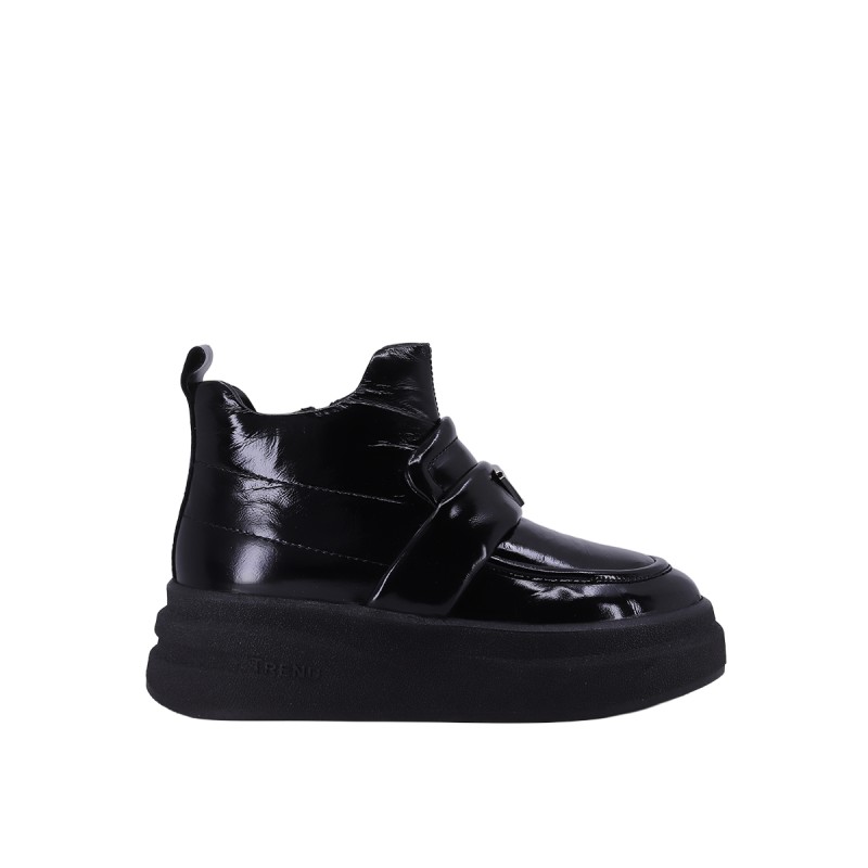 Kadın Hakiki Rugan Deri Bantlı Sneaker Bot Siyah - Albini 26102856R
