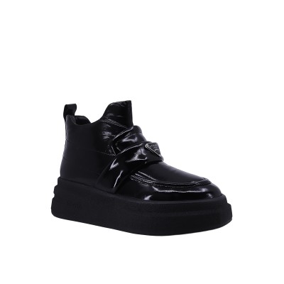Kadın Hakiki Rugan Deri Bantlı Sneaker Bot Siyah - Albini 26102856R