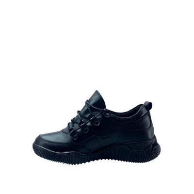 Kadın Hakiki Deri Bağcıklı Günlük Sneaker Siyah - Albini 2610167