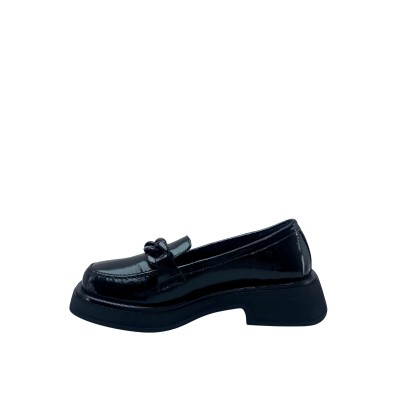 Kadın Hakiki Rugan Deri Zincir Detaylı Loafer Siyah - Albini 2610556R
