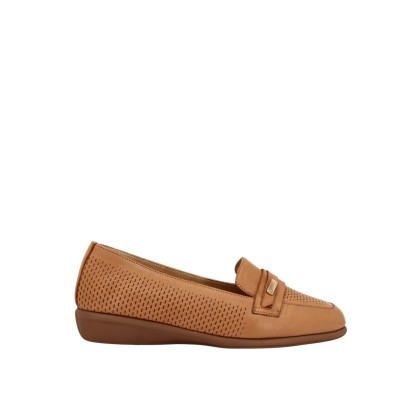 Kadın Hakiki Deri Klasik Topuklu Loafer Ayakkabı Taba - Albini 26144560