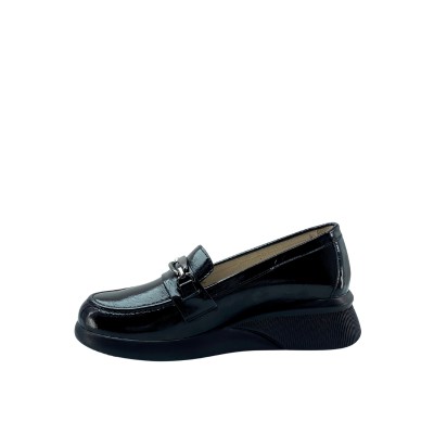 Kadın Hakiki Rugan Deri Dolgu Tabanlı Loafer Siyah - Albini 26430Z707R Kadın Hakiki Rugan Deri Dolgu Tabanlı Loafer Siyah - Albini 26430Z707R