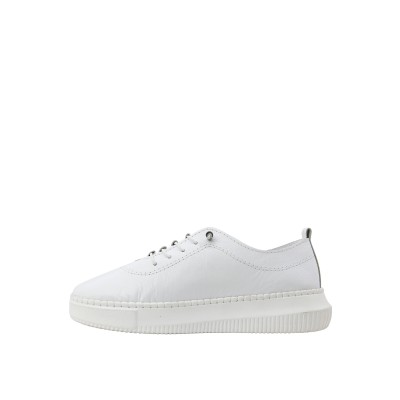 Kadın Hakiki Deri Bağcıklı Kalın Tabanlı Sneaker Beyaz - Hobby FB26073 Kadın Hakiki Deri Bağcıklı Kalın Tabanlı Sneaker Beyaz - Hobby FB26073