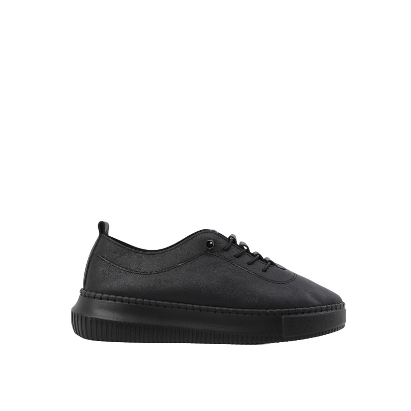 Kadın Hakiki Deri Bağcıklı Kalın Tabanlı Sneaker Siyah - Hobby FB26073 Kadın Hakiki Deri Bağcıklı Kalın Tabanlı Sneaker Siyah - Hobby FB26073