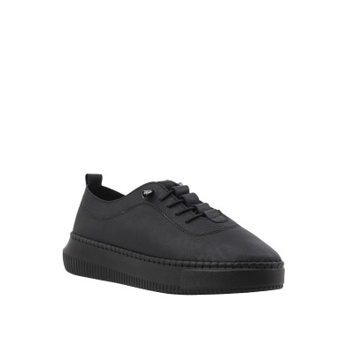 Kadın Hakiki Deri Bağcıklı Kalın Tabanlı Sneaker Siyah - Hobby FB26073 Kadın Hakiki Deri Bağcıklı Kalın Tabanlı Sneaker Siyah - Hobby FB26073