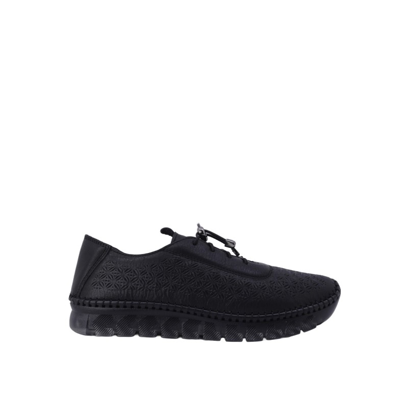 Kadın Hakiki Deri Delikli Esnek Tabanlı Sneaker Siyah - Hobby 261121 Kadın Hakiki Deri Delikli Esnek Tabanlı Sneaker Siyah - Hobby 261121