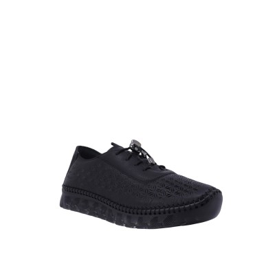 Kadın Hakiki Deri Delikli Esnek Tabanlı Sneaker Siyah - Hobby 261121 Kadın Hakiki Deri Delikli Esnek Tabanlı Sneaker Siyah - Hobby 261121