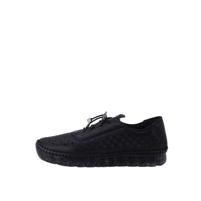 Kadın Hakiki Deri Delikli Esnek Tabanlı Sneaker Siyah - Hobby 261121 Kadın Hakiki Deri Delikli Esnek Tabanlı Sneaker Siyah - Hobby 261121