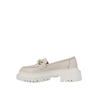 Kadın Zincir Tokalı Kalın Tabanlı Loafer Bej - Hobby 26158 Kadın Zincir Tokalı Kalın Tabanlı Loafer Bej - Hobby 26158