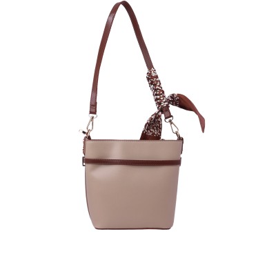 Kadın Fular Detaylı Bucket Omuz Çantası Vizon - Hobby 266972G