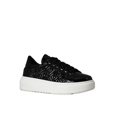 Kadın Suni Deri Kapitone Kalın Tabanlı Sneaker Siyah - Hobby MB26206R