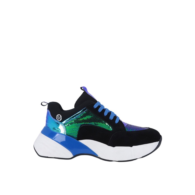 Kadın Suni Deri Yüksek Tabanlı Sneaker Mavi - Messimod 263425 Kadın Suni Deri Yüksek Tabanlı Sneaker Mavi - Messimod 263425