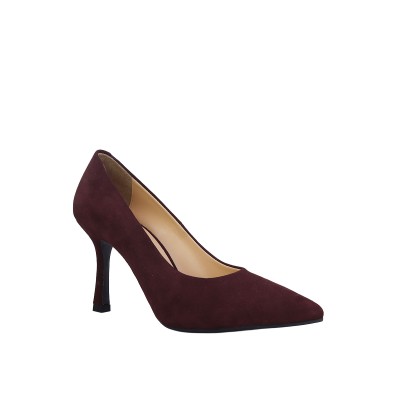 Kadın Hakiki Süet Deri Sivri Burun Stiletto Bordo - Disparita 26301S