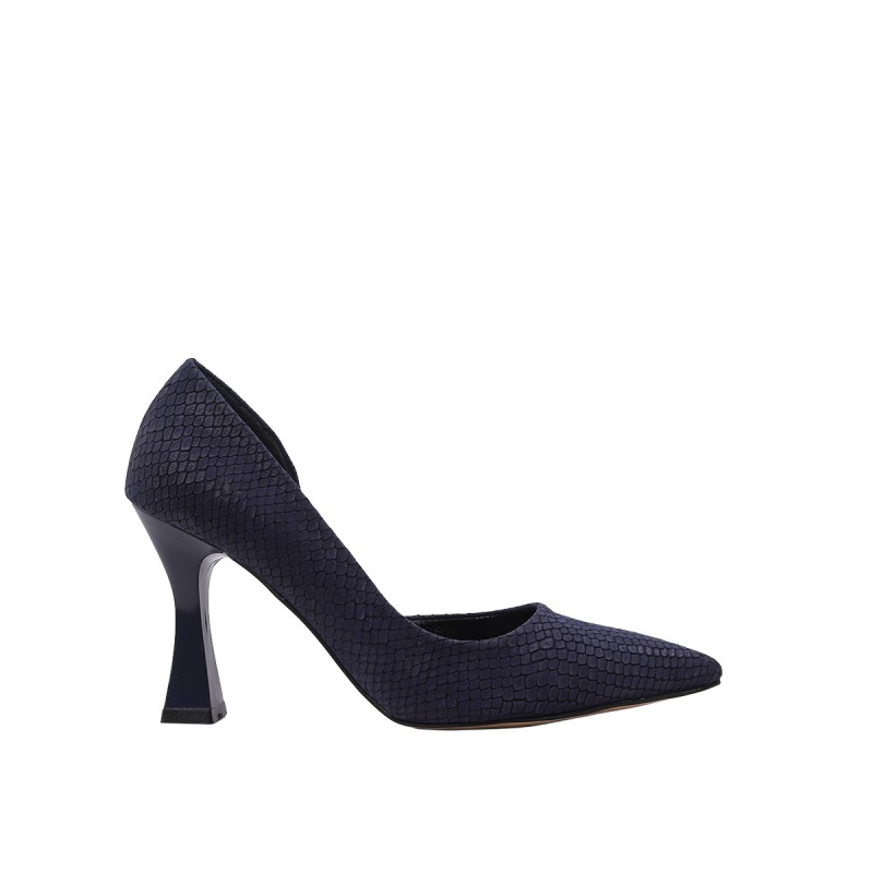 Kadın Baskılı Hakiki Deri Yılan Desen Stiletto Lacivert - Hobby 26783YB Kadın Baskılı Hakiki Deri Yılan Desen Stiletto Lacivert - Hobby 26783YB