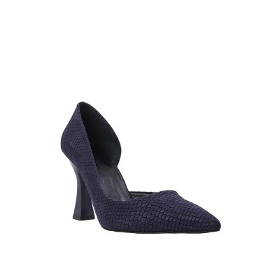 Kadın Baskılı Hakiki Deri Yılan Desen Stiletto Lacivert - Hobby 26783YB Kadın Baskılı Hakiki Deri Yılan Desen Stiletto Lacivert - Hobby 26783YB
