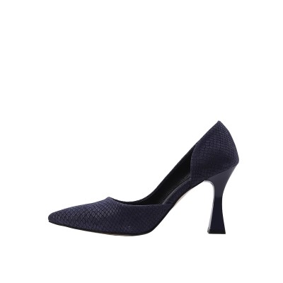 Kadın Baskılı Hakiki Deri Yılan Desen Stiletto Lacivert - Hobby 26783YB Kadın Baskılı Hakiki Deri Yılan Desen Stiletto Lacivert - Hobby 26783YB