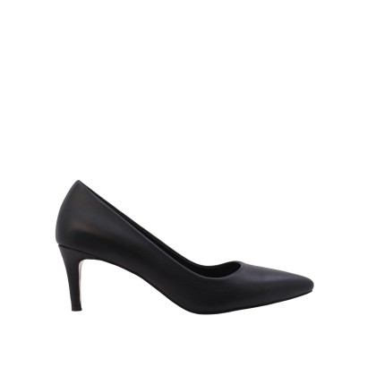 Kadın Suni Deri Sivri Burun Stiletto Ayakkabı Siyah - Hobby 26789D