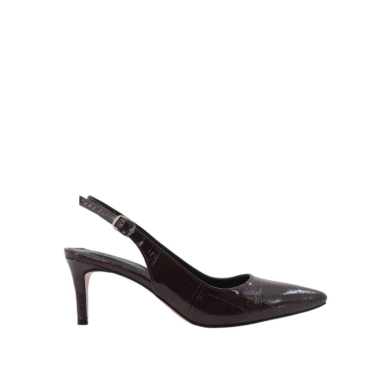 Kadın Rugan Kroko Desen Arkası Açık Stiletto Kahve - Hobby 26792R Kadın Rugan Kroko Desen Arkası Açık Stiletto Kahve - Hobby 26792R