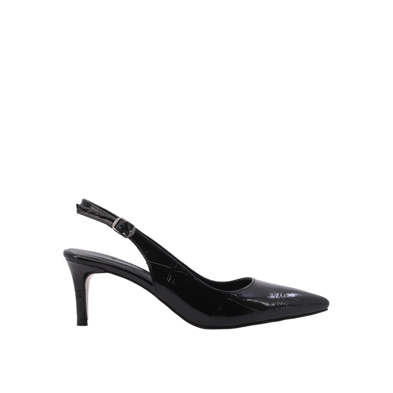Kadın Rugan Kroko Desen Arkası Açık Stiletto Siyah - Hobby 26792R Kadın Rugan Kroko Desen Arkası Açık Stiletto Siyah - Hobby 26792R