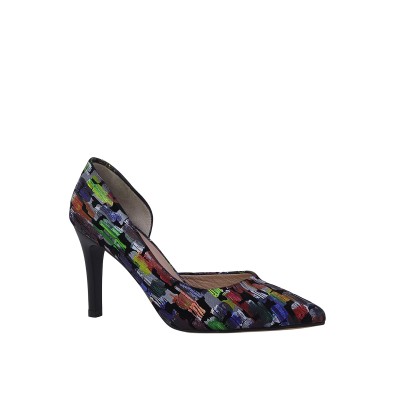 Kadın Baskılı Suni Deri Sivri Burun Stiletto Siyah - Hobby 27448