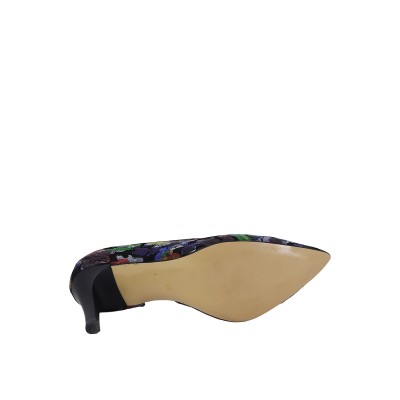 Kadın Baskılı Suni Deri Sivri Burun Stiletto Siyah - Hobby 27448