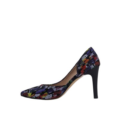 Kadın Baskılı Suni Deri Sivri Burun Stiletto Siyah - Hobby 27448
