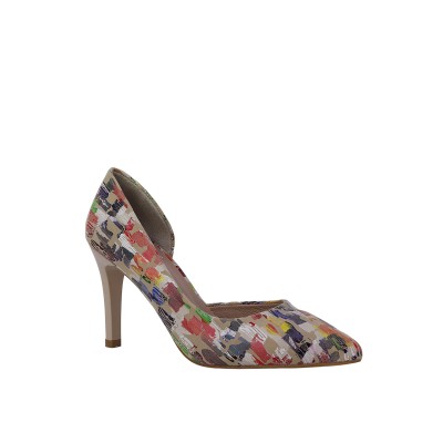 Kadın Baskılı Suni Deri Sivri Burun Stiletto Ten - Hobby 27448