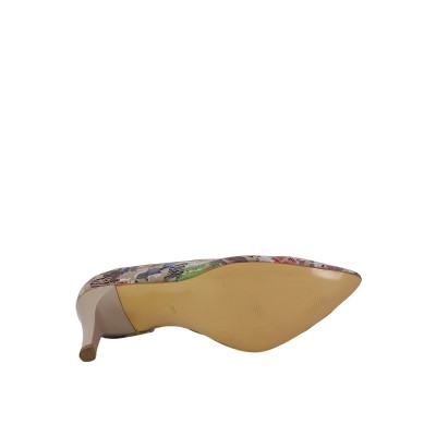 Kadın Baskılı Suni Deri Sivri Burun Stiletto Ten - Hobby 27448
