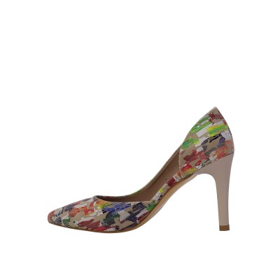 Kadın Baskılı Suni Deri Sivri Burun Stiletto Ten - Hobby 27448