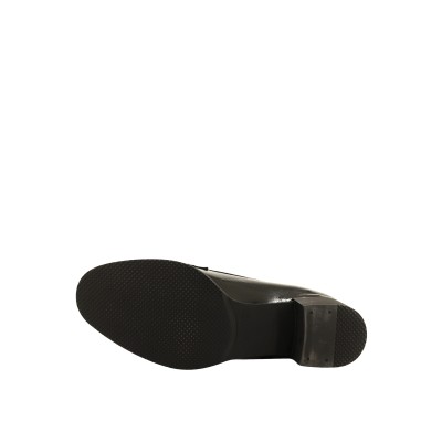 Kadın Hakiki Rugan Deri Tokalı Topuklu Loafer Siyah - Albini 26101325R
