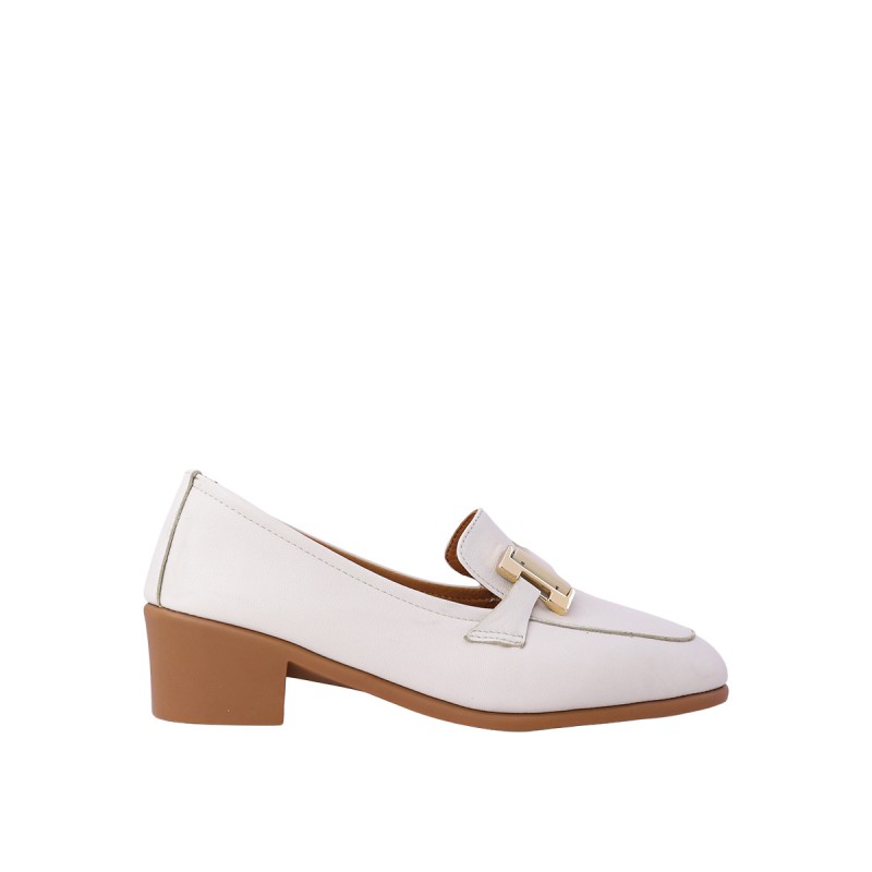 Kadın Hakiki Deri Metal Tokalı Loafer Bej - Albini 26143249D Kadın Hakiki Deri Metal Tokalı Loafer Bej - Albini 26143249D