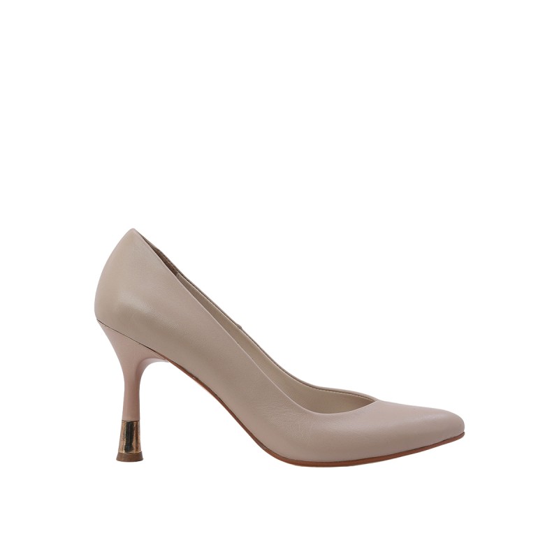 Kadın Hakiki Deri Sivri Burun Stiletto Vizon - Hobby FB26071D