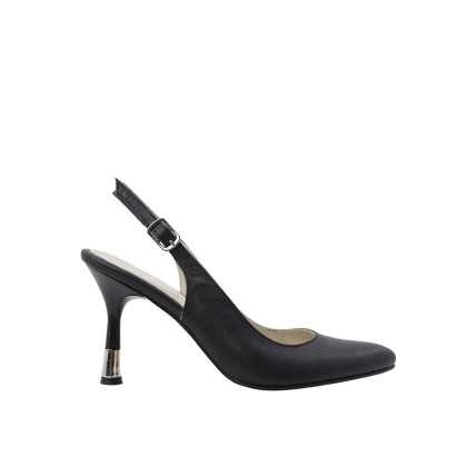 Kadın Hakiki Deri Bantlı Arkası Açık Stiletto Siyah - Hobby FB26084D