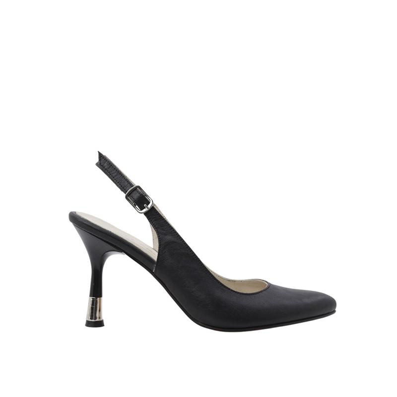 Kadın Hakiki Deri Bantlı Arkası Açık Stiletto Siyah - Hobby FB26084D