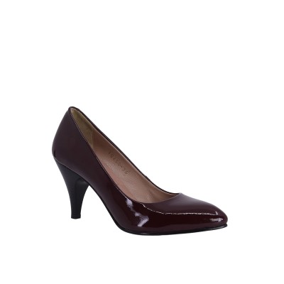 Kadın Suni Deri Sivri Burun Stiletto Ayakkabı Bordo - Hobby 26090R