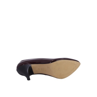 Kadın Suni Deri Sivri Burun Stiletto Ayakkabı Bordo - Hobby 26090R