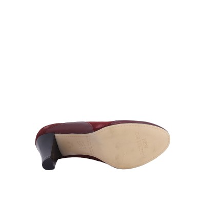 Kadın Hakiki Nubuk Deri Kroko Desenli Topuklu Ayakkabı Bordo - Hobby 2695