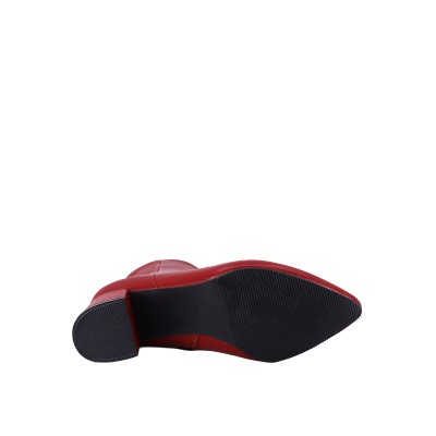 Kadın Hakiki Deri Kalın Topuklu Bilek Botu Kırmızı - Hobby 26001D Kadın Hakiki Deri Kalın Topuklu Bilek Botu Kırmızı - Hobby 26001D