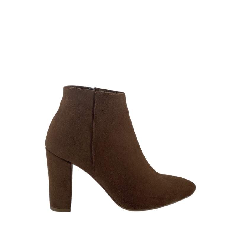 Kadın Hakiki Süet Deri Sivri Burun Yüksek Topuklu Bot Taba - Hobby 261982