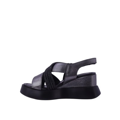Kadın Hakiki Deri Çapraz Bantlı Sandalet Platin - Albini 26107901D Kadın Hakiki Deri Çapraz Bantlı Sandalet Platin - Albini 26107901D