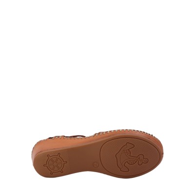 Kadın Hakiki Deri Lazer Kesim Dolgu Topuk Sandalet Camel - Albini 26600207Y