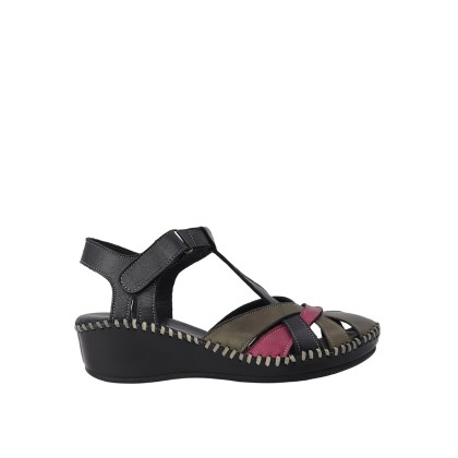 Kadın Hakiki Deri Comfort Taban Sandalet Siyah - Albini 2660209Y
